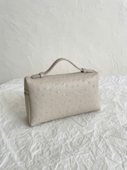 TÚI LORO PIANA EXTRA POCKET L19 OSTRICK LEATHER (Light Travertine)