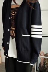 ÁO CARDIGAN THOM BROWNE TB 4 BAR STRIPE VIRGIN