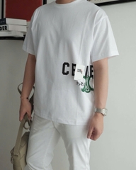 ÁO THUN CELINE  SANS-SERIF LOGO COTTON (WHITE)
