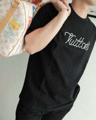 ÁO THUN LOUIS VUITTON DAMIER FLOWER LOGO (BLACK)