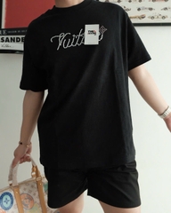 ÁO THUN LOUIS VUITTON DAMIER FLOWER LOGO (BLACK)