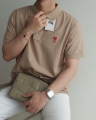ÁO POLO AMI PARIS SMALL HEART LOGO COTTON (BEIGE)