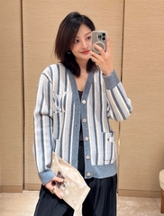 ÁO CARDIGAN LOUIS VUITTON STRIPE RIBBEL (BLUE)