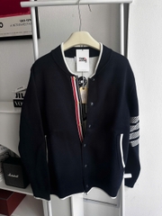 CARDIGAN THOM BROWNE ANCHOR-JACQUARD WOOL JUMPER (NAVY)