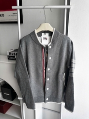 CARDIGAN THOM BROWNE ANCHOR-JACQUARD WOOL JUMPER ( GRAY)