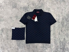 ÁO POLO GUCCI SILK JACQUARD (DARK BLUE)