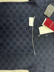 ÁO POLO GUCCI SILK JACQUARD (DARK BLUE)