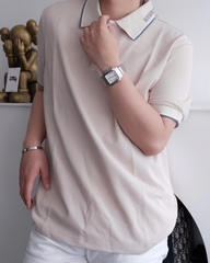 ÁO POLO BURBERRY BBR LOGO COLLAR (BEIGE)