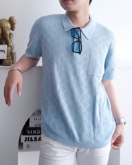 ÁO POLO LOUIS VUITTON POINTELLE MONOGRAM (BABY BLUE)