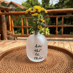 BÌNH HOA THUỶ TINH THƯ PHÁP VẼ TAY - SIZE LỚN