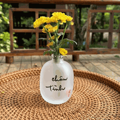 BÌNH HOA THUỶ TINH THƯ PHÁP VẼ TAY - SIZE NHỎ