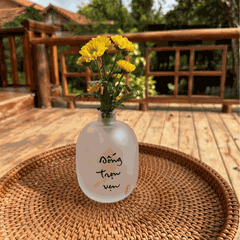 BÌNH HOA THUỶ TINH THƯ PHÁP VẼ TAY - SIZE LỚN