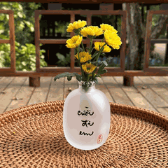 BÌNH HOA THUỶ TINH THƯ PHÁP VẼ TAY - SIZE NHỎ