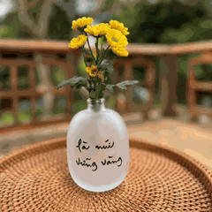 BÌNH HOA THUỶ TINH THƯ PHÁP VẼ TAY - SIZE LỚN