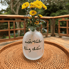 BÌNH HOA THUỶ TINH THƯ PHÁP VẼ TAY - SIZE LỚN