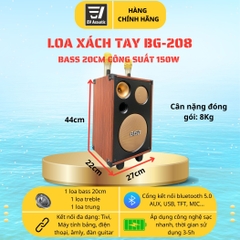 Loa Xách Tay Karaoke BG-208S | Bass 20Cm | Công Suất 150W