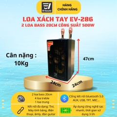Loa Karaoke Xách Tay EV-286 | Công Suất 500W | 2 Bass 20Cm