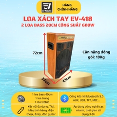 EV Acoustic | EV-418 | Loa Xách Tay Karaoke | Bass 40Cm | Công Suất 600W
