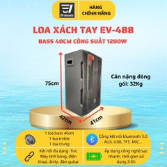 EV Acoustic | EV-488 | Loa Xách Tay Karaoke | Bass 40Cm | Công Suất 1200W