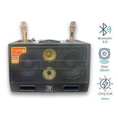 Loa EV-620 | 2 Bass 20Cm | Công Suất 800W | Sơn Sần Sân Khấu | 2 Mic UHF Kim Loại Cao Cấp