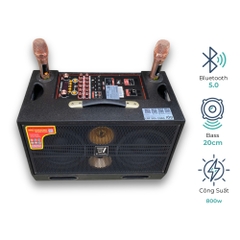 Loa EV-620 | 2 Bass 20Cm | Công Suất 800W | Sơn Sần Sân Khấu | 2 Mic UHF Kim Loại Cao Cấp
