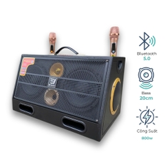 Loa EV-620 | 2 Bass 20Cm | Công Suất 800W | Sơn Sần Sân Khấu | 2 Mic UHF Kim Loại Cao Cấp