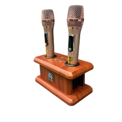 Kệ Micro Vân Gỗ EV Acoustic | Giá Đỡ Micro Không Dây Karaoke | Phụ Kiện Dàn Âm Thanh Gia Đình Bền Đẹp