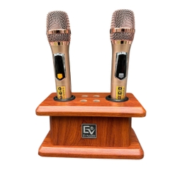 Kệ Micro Vân Gỗ EV Acoustic | Giá Đỡ Micro Không Dây Karaoke | Phụ Kiện Dàn Âm Thanh Gia Đình Bền Đẹp