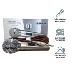Micro Có Dây Tomahawk Nhật Bản | Jack 6.5mm | Dây Dài 5m | Vỏ Kim Loại Nguyên Khối | Micro Karaoke Hát Hay Chống Hú