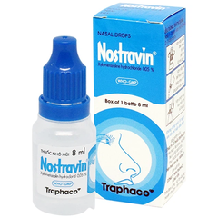 Thuốc nhỏ mũi Nostravin 0,05% Traphaco 8ml giảm triệu chứng ngạt mũi và giảm sung huyết