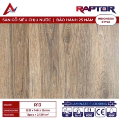 Sàn gỗ Raptor R13 cốt xanh lát thẳng 12mm