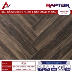 Sàn gỗ Raptor R21 cốt xanh xương cá 12mm