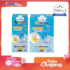 Bút chì màu xóa được Smartkids Dino 12/18 màu an toàn dành cho bé