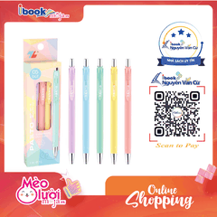 Hộp 5 bút gel Thiên Long Pazto ngòi 0.5mm Gel-B015 - Bút gel mực xanh viết trơn,