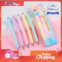 Hộp 5 bút gel Thiên Long Pazto ngòi 0.5mm Gel-B015 - Bút gel mực xanh viết trơn,