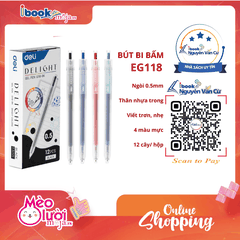Hộp 12 Bút Gel Deli EG118 0.5mm Siêu Mượt Khô Nhanh Nhiều Màu Viết Bài Sổ Vở