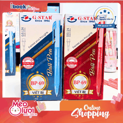 Hộp 24 Cây Bút Bi Bấm Gstar BP-69 Ngòi 0.5mm Viết êm nét chữ đẹp
