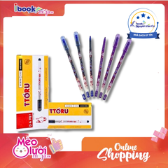 Hộp 12 Bút Nho Ttoru D.A P&T 0.4mm – Mực Đậm Không Lem (Xanh/Đỏ/Tím/Đen)