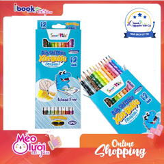 Bút chì màu xóa được Smartkids Dino 12/18 màu an toàn dành cho bé