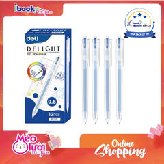 Hộp 12 Bút Gel Deli EG118 0.5mm Siêu Mượt Khô Nhanh Nhiều Màu Viết Bài Sổ Vở