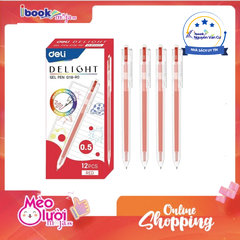 Hộp 12 Bút Gel Deli EG118 0.5mm Siêu Mượt Khô Nhanh Nhiều Màu Viết Bài Sổ Vở