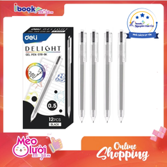 Hộp 12 Bút Gel Deli EG118 0.5mm Siêu Mượt Khô Nhanh Nhiều Màu Viết Bài Sổ Vở