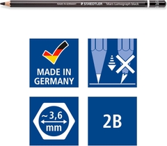 Hộp 12 Cây Bút Chì 2B Staedtler Mars Lumograph Thân Đen