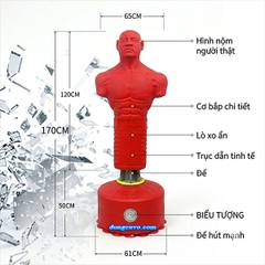 Trụ Đấm Boxing Hình Người Silicon Cao Cấp 170cm – Lò Xo Ẩn Giảm Chấn