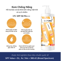 Kem chống nắng phổ rộng Dr.PONG Hyaluronic Ultra Light SPF50 PA+++ 500ml