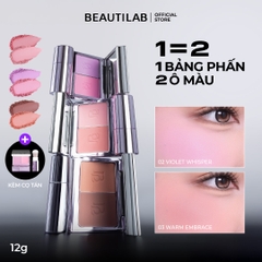 Phấn má hồng dạng nén 2 màu, kèm cọ tiện lợi BEAUTILAB Selfique Cheek Duo Pocket Blush