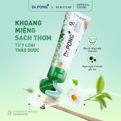 Kem đánh răng 9 loại thảo dược hỗ trợ  giảm mùi hôi miệng giúp răng trắng khỏe Dr.PONG 9x Herbal + Fluoride Toothpaste