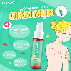 Xịt dưỡng hỗ trợ giảm mụn cơ thể Dr.PONG B3 Acne Clear Body Spray Serum 60ml