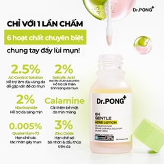 Chấm mụn 2 lớp hỗ trợ gom cồi, giảm mụn Dr.PONG 6H Gentle Acne Lotion