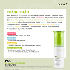 Gel rửa mặt giảm mụn Dr.PONG p55 BHA Acne Clear Face Wash 100ml